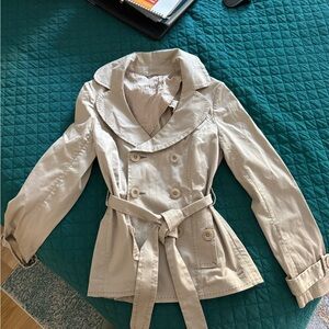 Talula Tan Trench Coat with Wide Collar and Fitted Silhouette